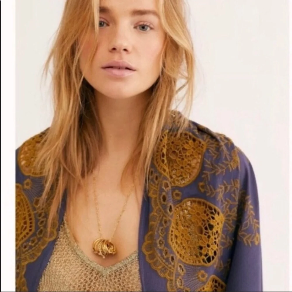 NWT Free People Catania Embroidered Kimon…